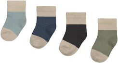 4 paires de chaussettes bébé avec bambou blocs de couleur bleu bleu - 1000026794 - HEMA