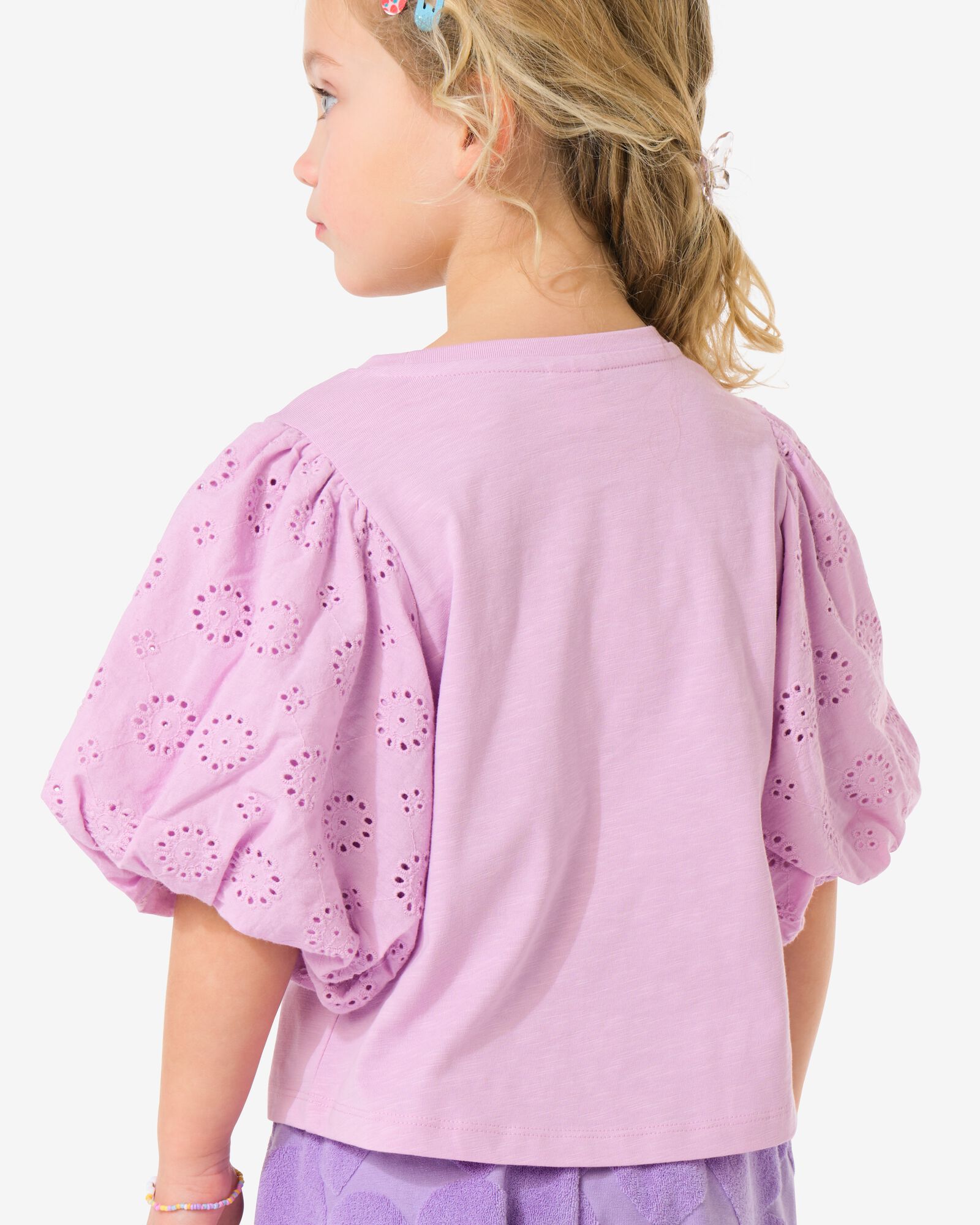 kinder T-shirt jersey geborduurd paars paars - 30826102PURPLE - HEMA