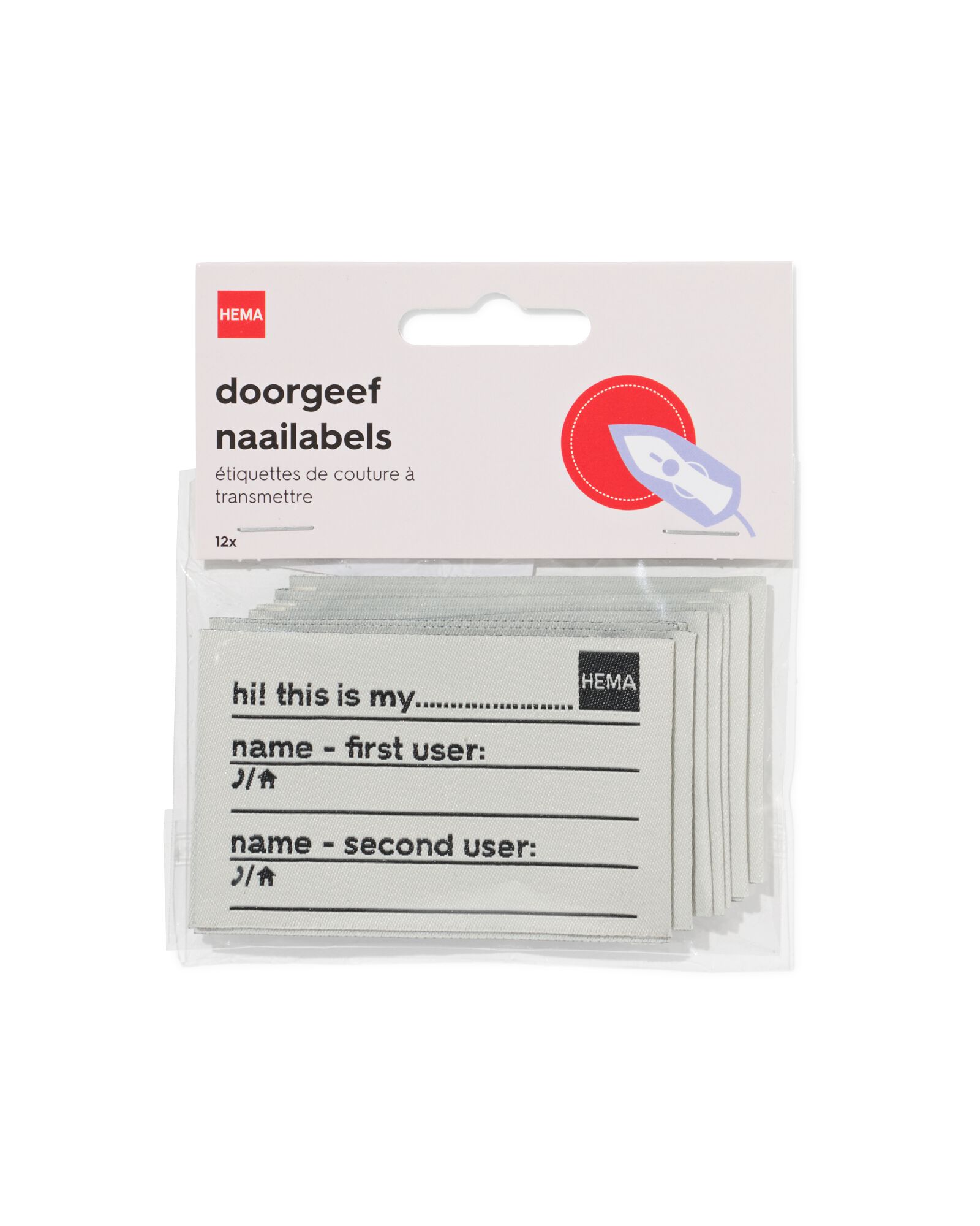 &eacute;tiquettes &agrave; coudre de personnalisation - 12 pi&egrave;ces - 1400324 - HEMA