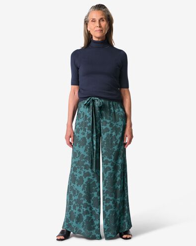 Damenhose Remmy mit weitem Bein, Blumen blau - 36203220BLUE - HEMA