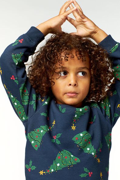 Kinder-Sweatshirt, Weihnachtsbäume dunkelblau - 1000025855 - HEMA