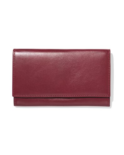 portemonnee met flap leer donkerrood - 18150062 - HEMA