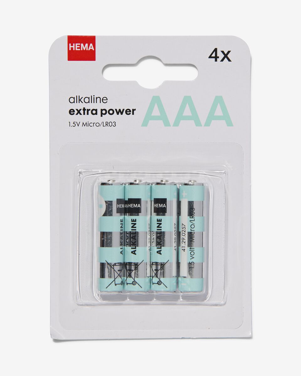 4 piles alcalines AAA extra power - 41290257 - HEMA