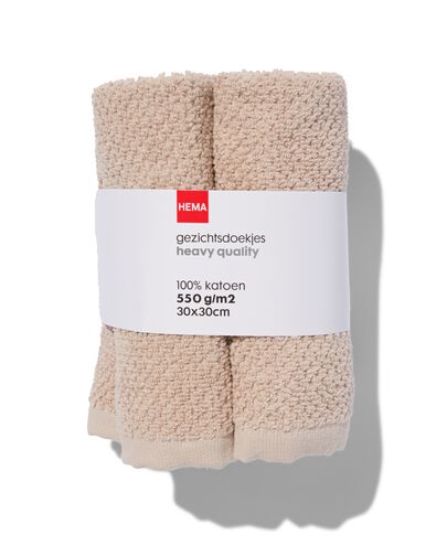 4 serviettes pour visage 30x30 beiges - qualité épaisse point de riz - 5250229 - HEMA