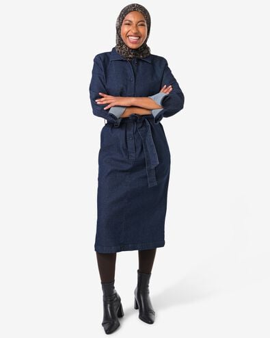 robe en jean trap&egrave;ze pour femme bleu fonc&eacute; bleu fonc&eacute; - 36205960DARKBLUE - HEMA