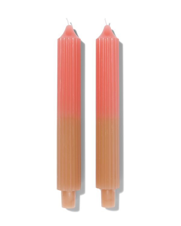 2 bougies dintérieur nervurées Ø3.5x25 naturel/rose - 13506074 - HEMA