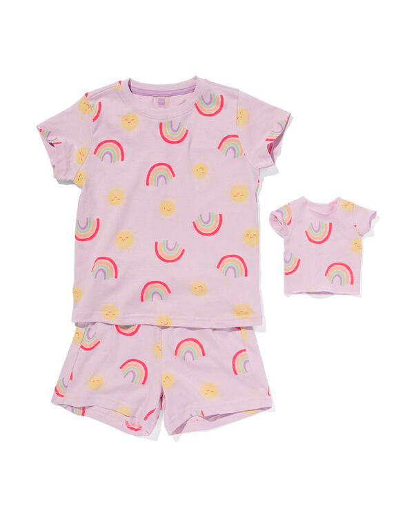 pyjacourt enfant coton arc-en-ciel avec t-shirt de nuit poupée lilas lilas - 23061580LILAC - HEMA