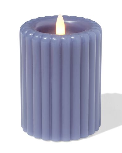 led kaars ⌀7.5x10cm ribbel blauw - 13550129 - HEMA