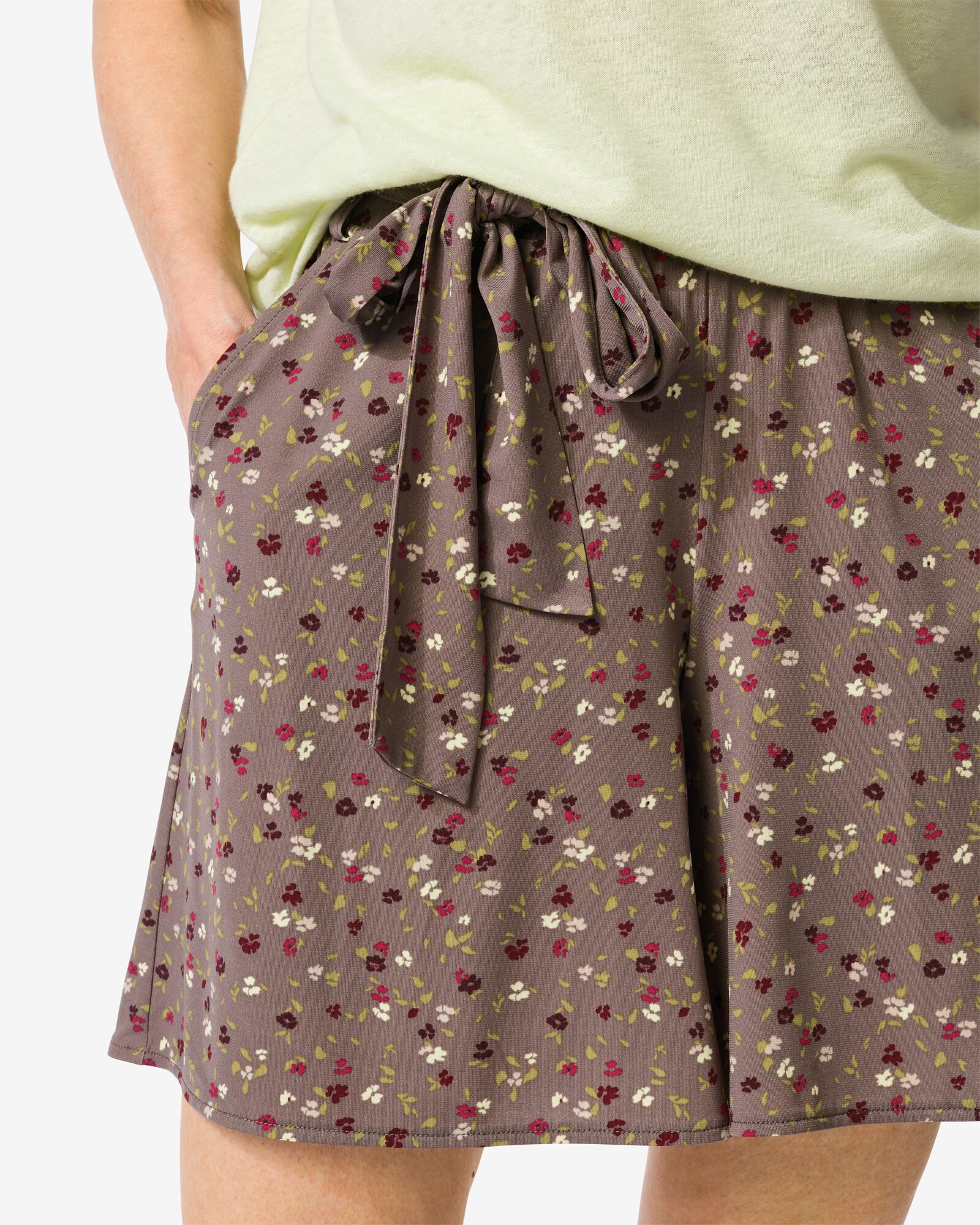 short femme Remmy coupe large jersey fleurs marron marron - 36207980BROWN - HEMA