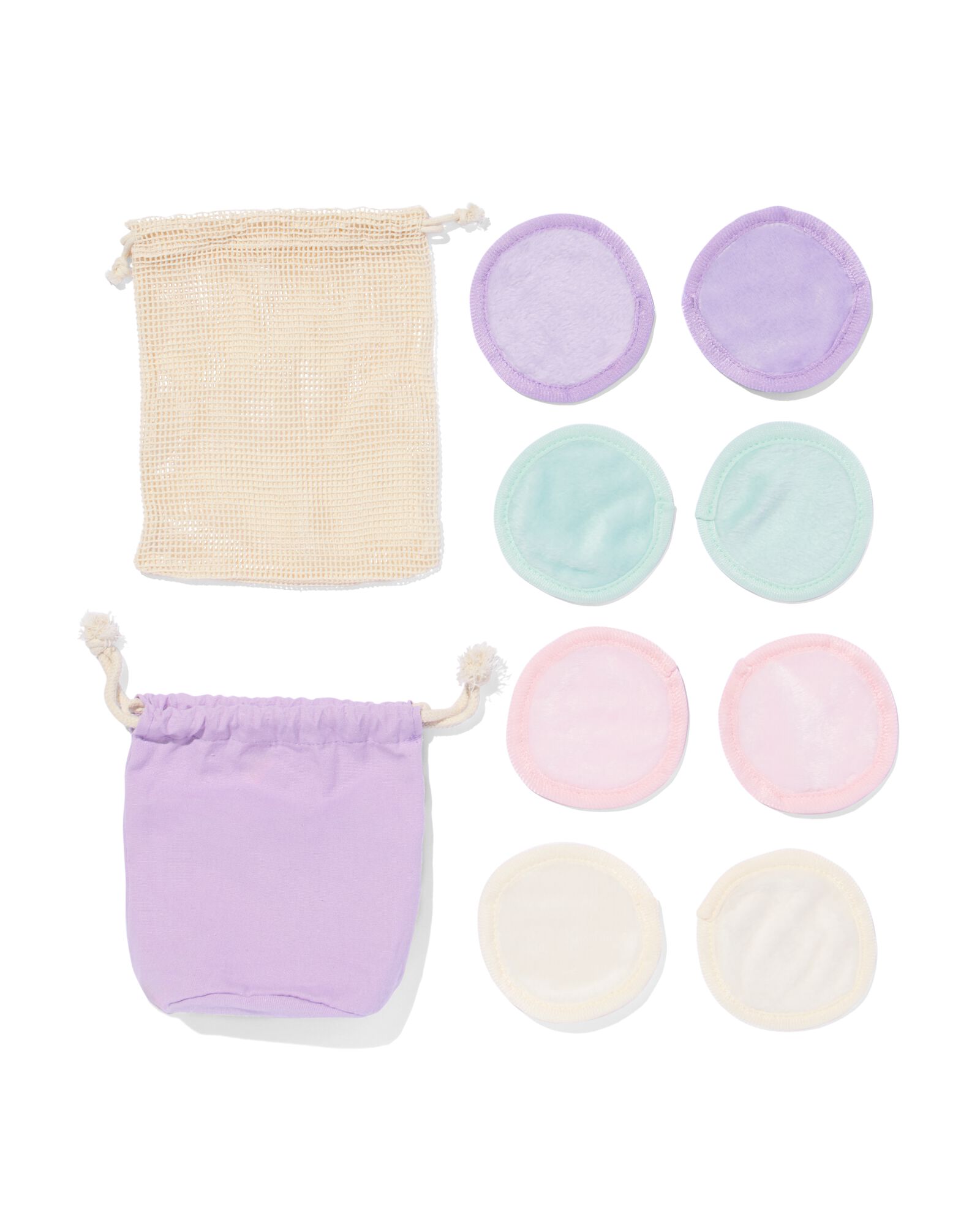 disques d&eacute;maquillants r&eacute;utilisables avec sachet de lavage et de rangement &Oslash; 8 cm - lot de 8 - 11500015 - HEMA