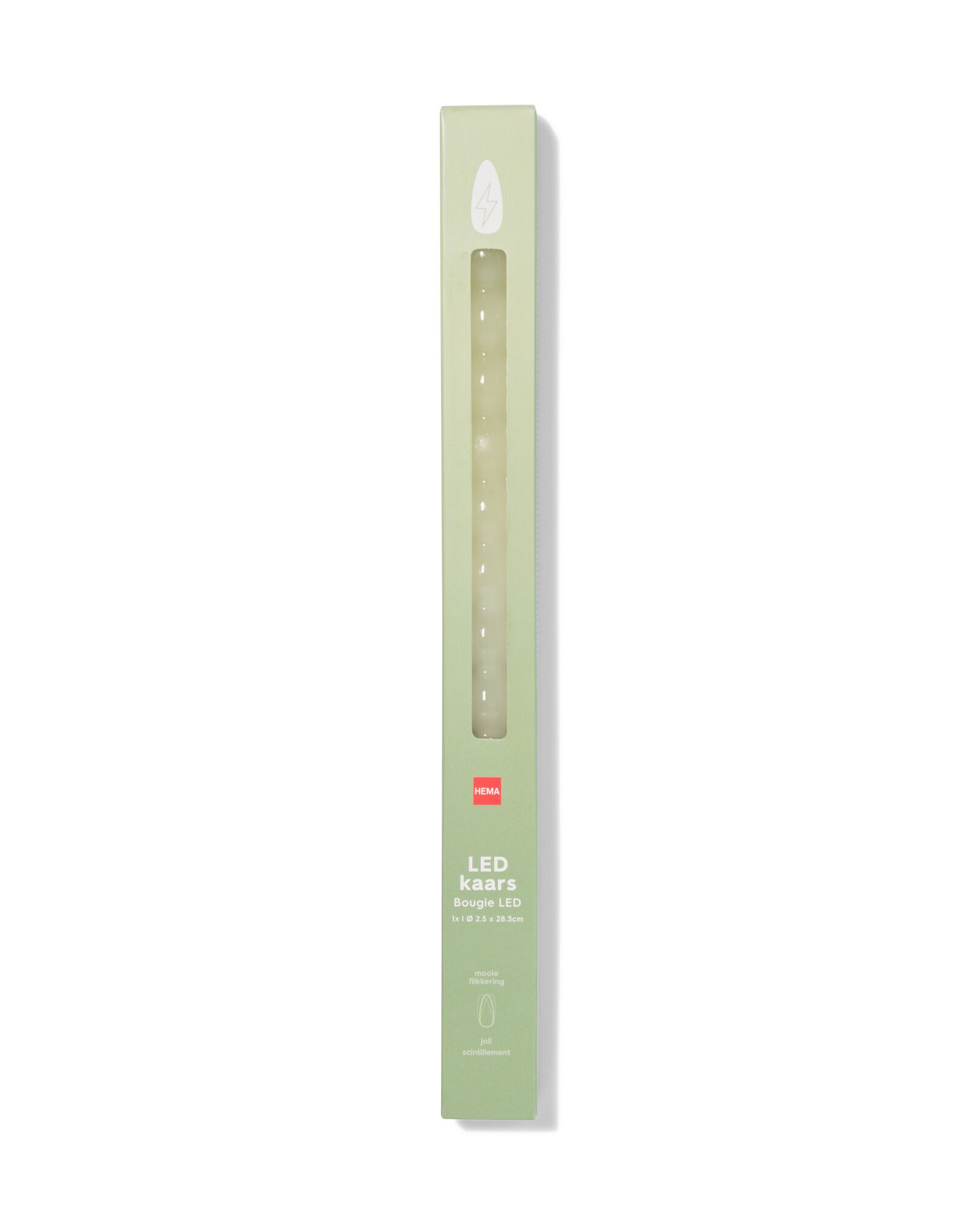 bougie LED longue ⌀2,3 x 29 cm nervur&eacute;e vert clair - 13550151 - HEMA