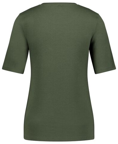 t-shirt femme côtelé vert - 1000024815 - HEMA