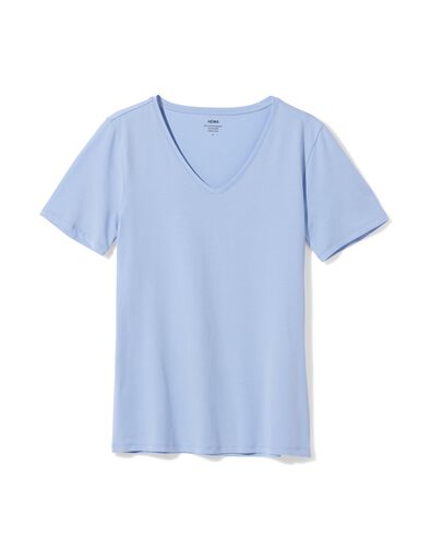 t-shirt femme slim fit col en v bleu clair bleu clair - 36310780LIGHTBLUE - HEMA