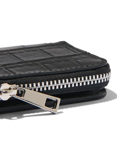 portemonnaie zippé cuir noir RFID 8.x11.5 - 18110047 - HEMA