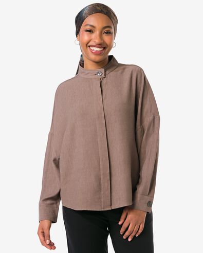 Bluse Senna gerippt taupe taupe - 36206530TAUPE - HEMA