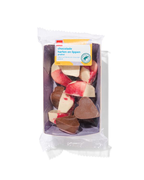 chocolade harten en lippen pralin&eacute; 150gram - 10350067 - HEMA