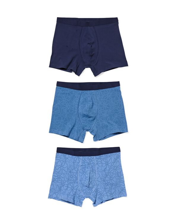 Herren-Boxershorts Blumen &ndash; 3 St&uuml;ck mittelblau mittelblau - 19190080MIDBLUE - HEMA