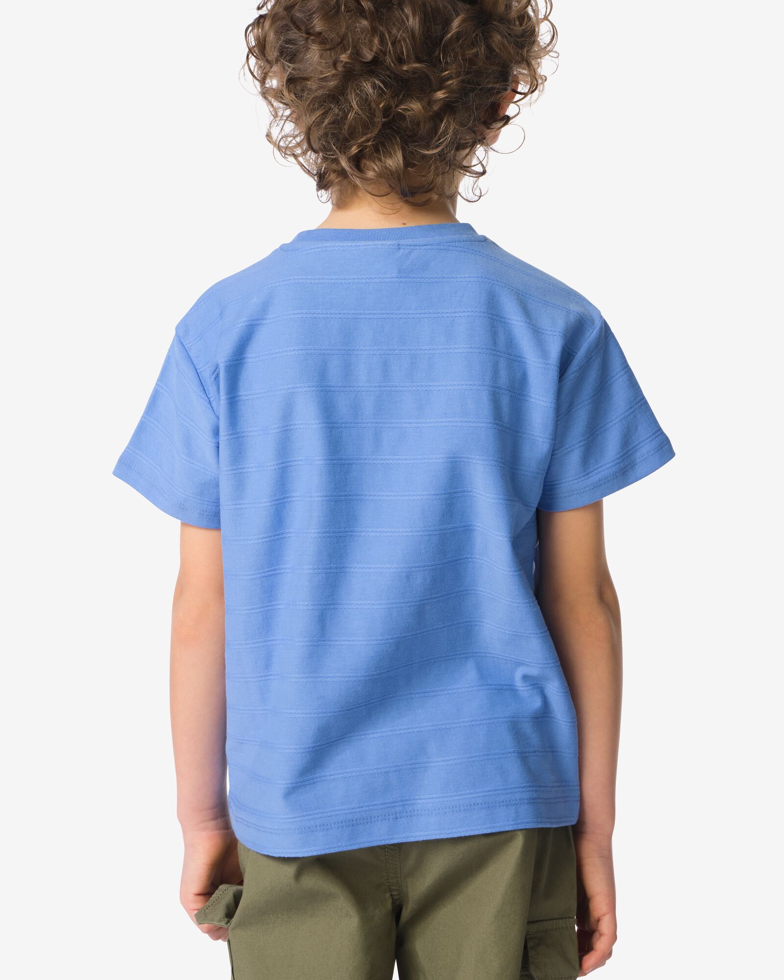 kinder T-shirt jacquard strepen blauw blauw - 30713101BLUE - HEMA