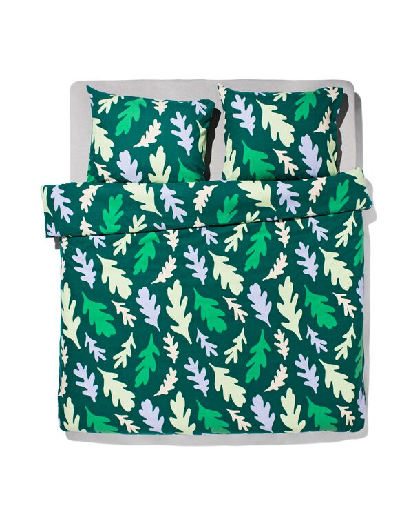 housse de couette flanelle 240 x 200/220 feuilles vert - 5770090 - HEMA