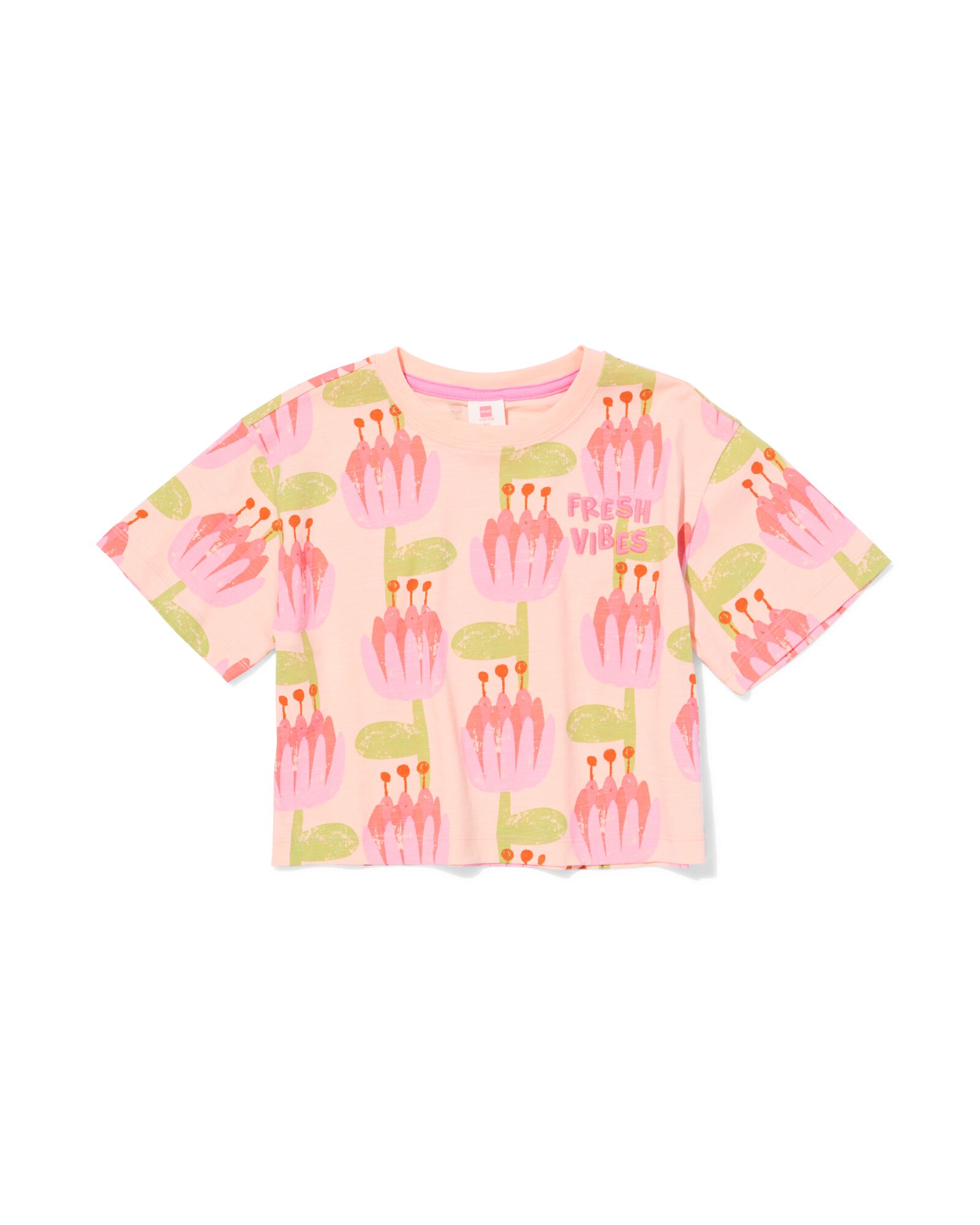 t-shirt enfant jersey fleurs rose p&acirc;le rose p&acirc;le - 30866303LIGHTPINK - HEMA