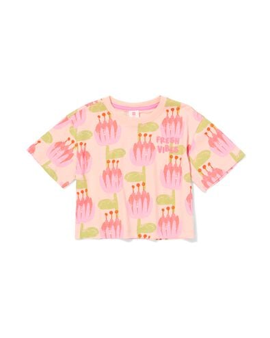 t-shirt enfant jersey fleurs rose p&acirc;le rose p&acirc;le - 30866303LIGHTPINK - HEMA