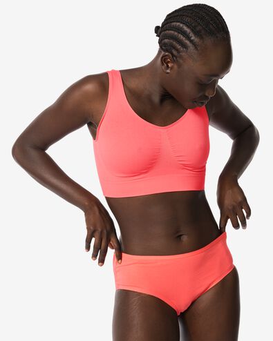 culotte hipster femme en coton et dentelle rose corail - 19690803CORALPINK - HEMA