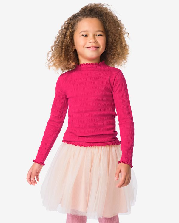 Kinder-T-Shirt mit Struktur fuchsie fuchsie - 30842756FUCHSIA - HEMA