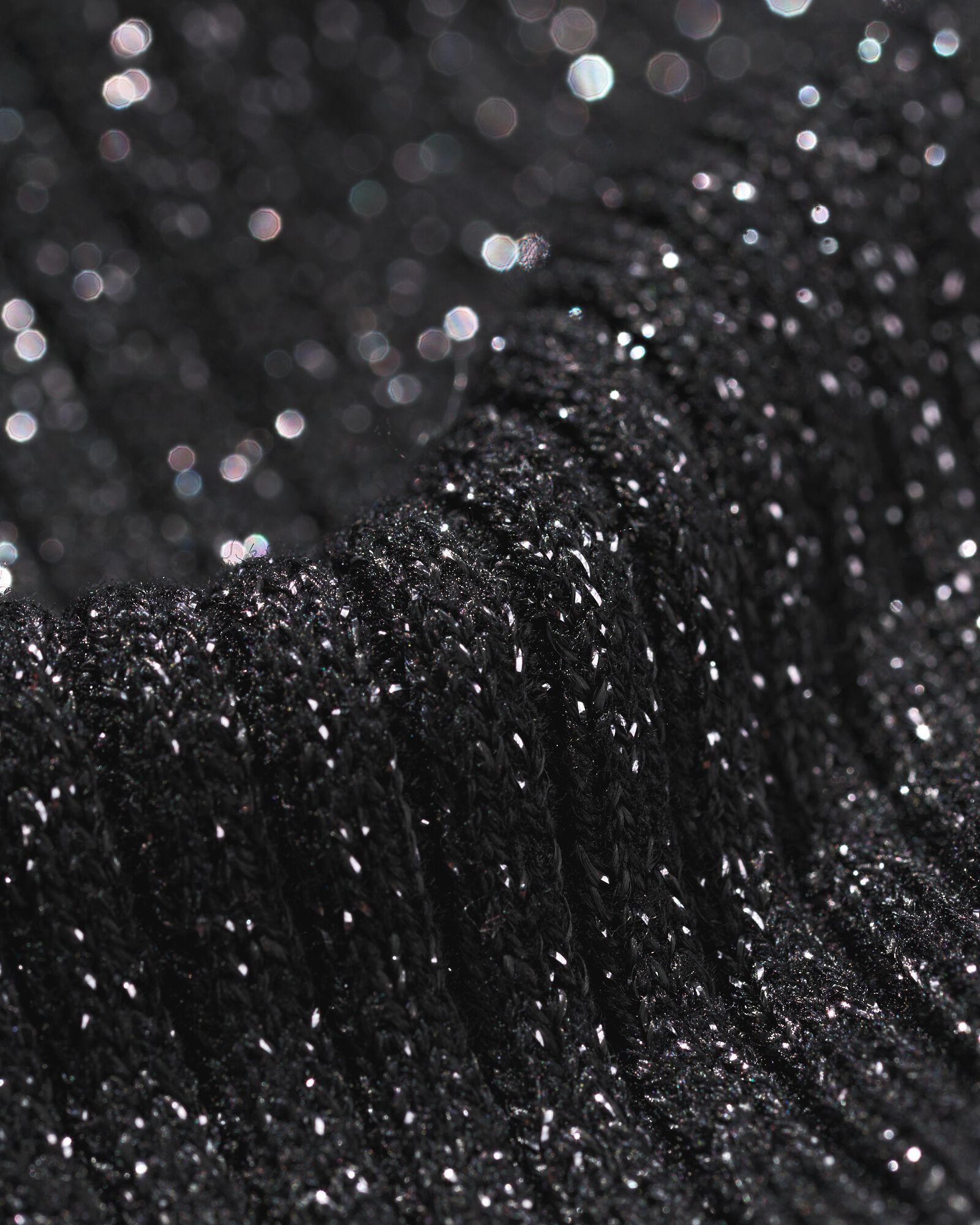 dames coltrui Nova met ribbels en glitters zwart zwart - 1000029471 - HEMA