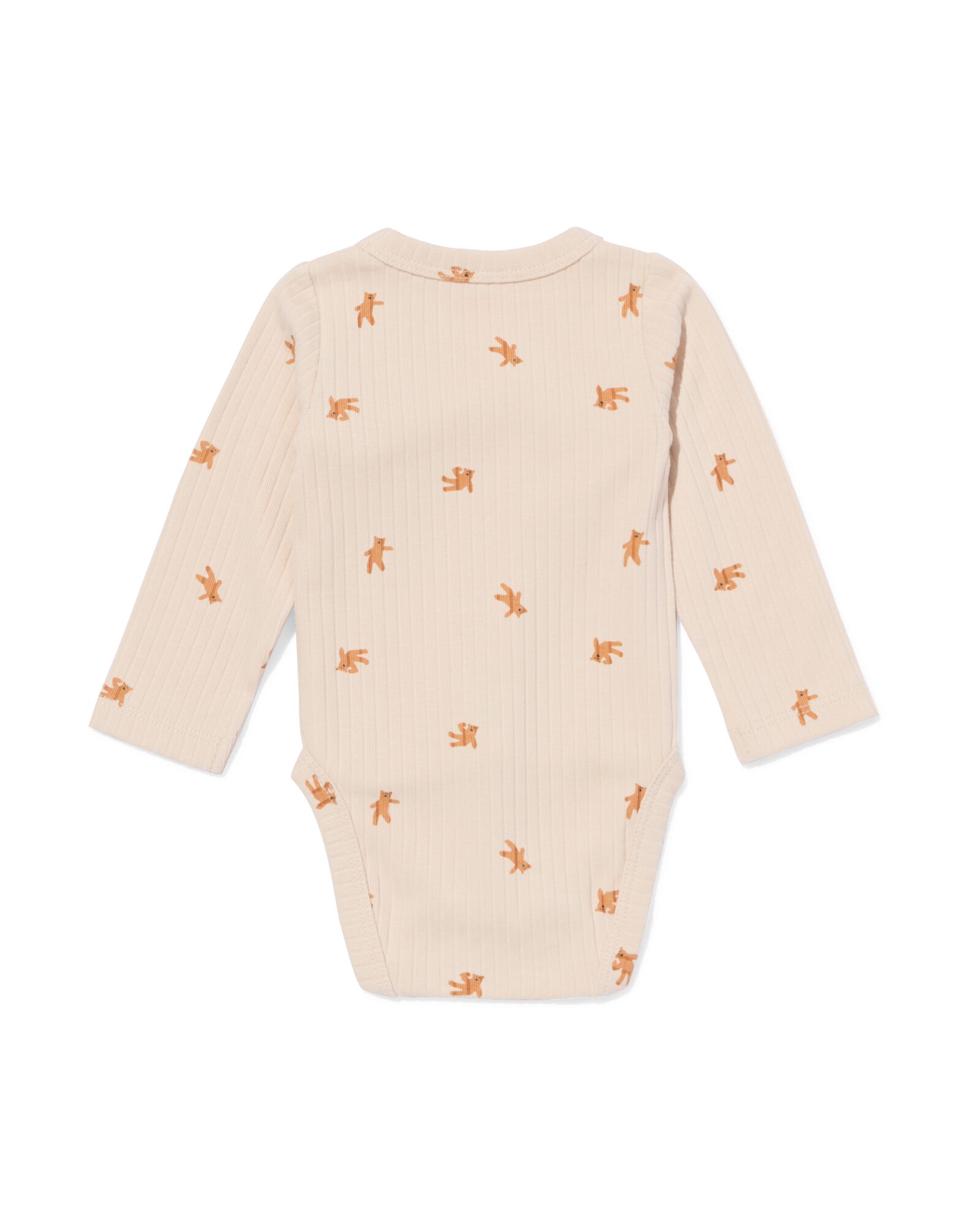 newborn meegroei overslag body rib beren ecru ecru - 33429420ECRU - HEMA