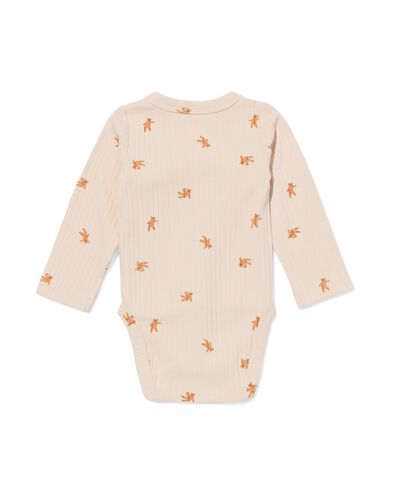 newborn meegroei overslag body rib beren ecru ecru - 33429420ECRU - HEMA