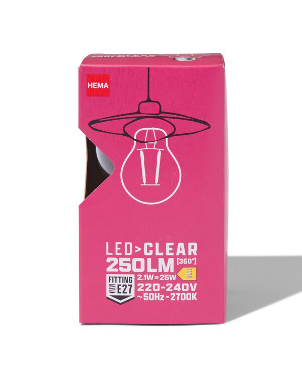 LED-Lampe, klar, E27, 2.1 W, 250 lm, Birnenlampe - 20070081 - HEMA