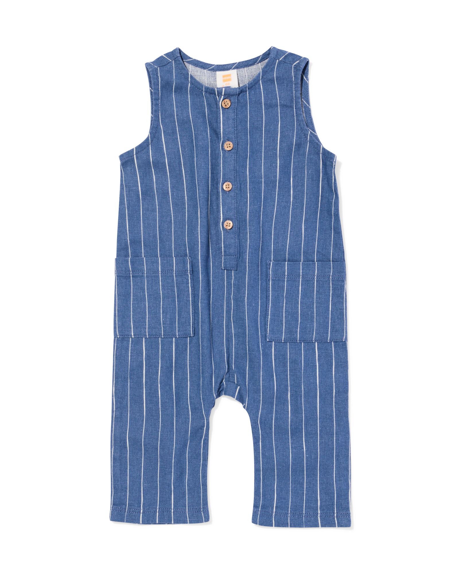 babyjumpsuit linnen strepen blauw blauw - 33186270BLUE - HEMA