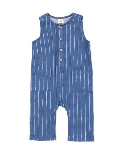 babyjumpsuit linnen strepen blauw blauw - 33186270BLUE - HEMA