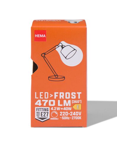 LED-Lampe, satiniertes W, - Kugellampe dimmbar, 4.2 lm, HEMA 470 E27, Glas