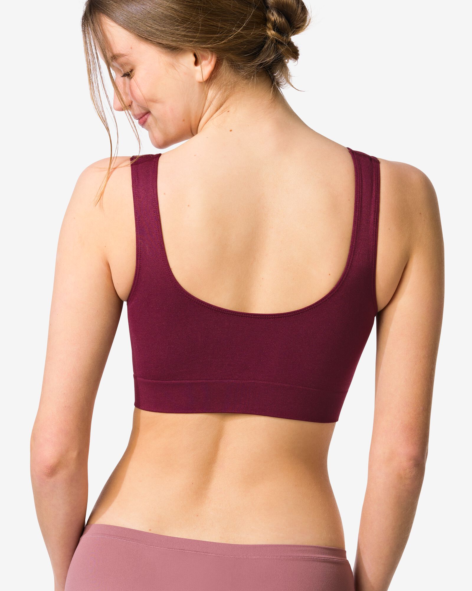 haut non pr&eacute;form&eacute; sans armature ni couture bordeaux - 21801090BURGUNDYRED - HEMA