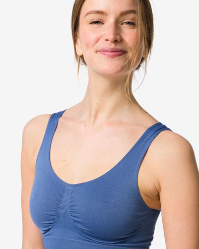 haut non pr&eacute;form&eacute; sans armature ni couture bleu moyen - 21811860MIDBLUE - HEMA