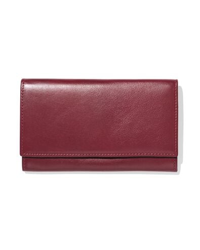 Portemonnaie mit Klappe, Leder, Dunkelrot - 18150062 - HEMA