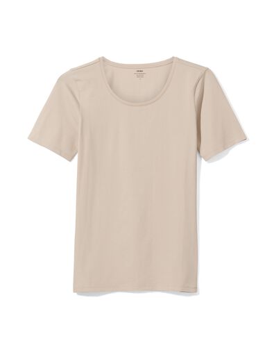 Damen-T-Shirt, Rundhalsausschnitt, Kurzarm sandfarben XL - 36350864 - HEMA