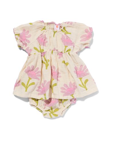 ensemble vêtements bébé tunique et short mousseline fleurs écru écru - 33048350ECRU - HEMA