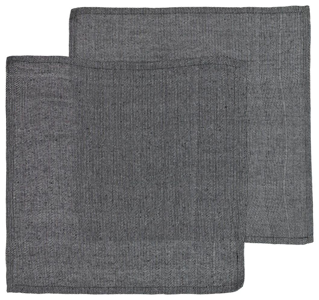 2 serviettes - 47x47 - coton - noir/blanc - 5300103 - HEMA
