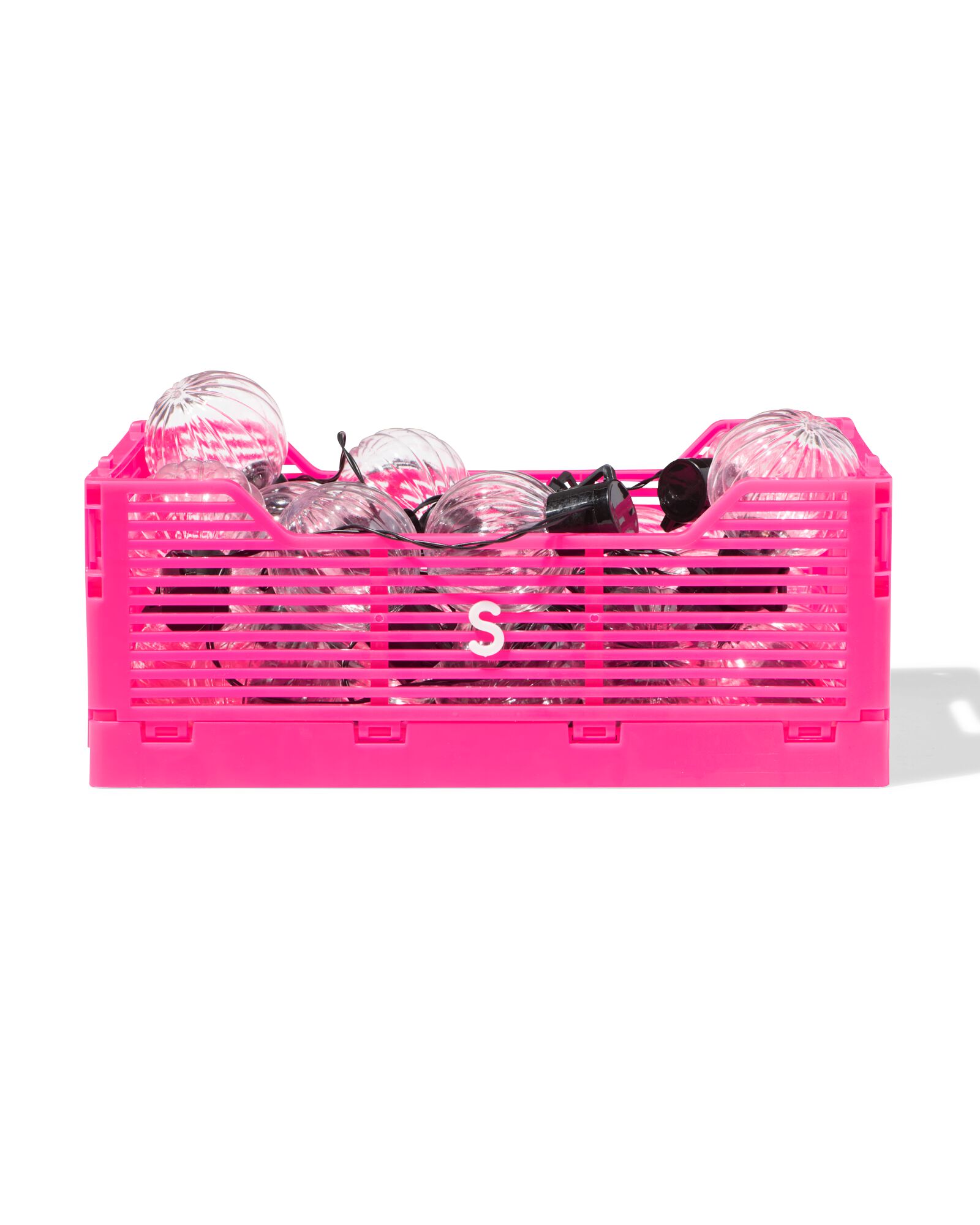 Buchstabentafel-Klappkiste, recycelt, S, pink knallrosa S  20 x 30 x 11,5 - 39800023 - HEMA