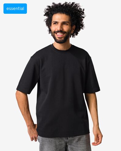 heren T-shirt Job oversized fit zwart zwart - 2179040BLACK - HEMA