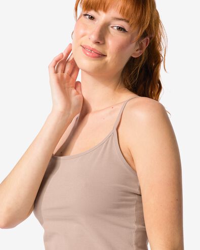 d&eacute;bardeur femme en coton &agrave; bretelles spaghetti beige beige - 19650654BEIGE - HEMA