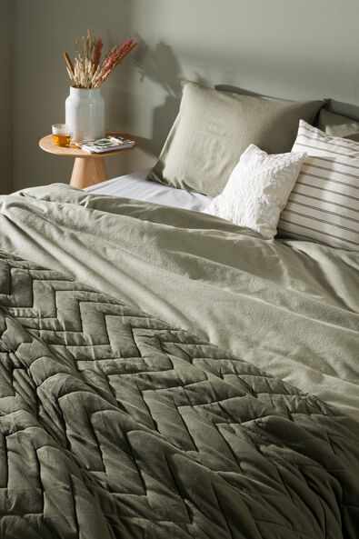 dekbedovertrek - flanel groen - 1000029772 - HEMA