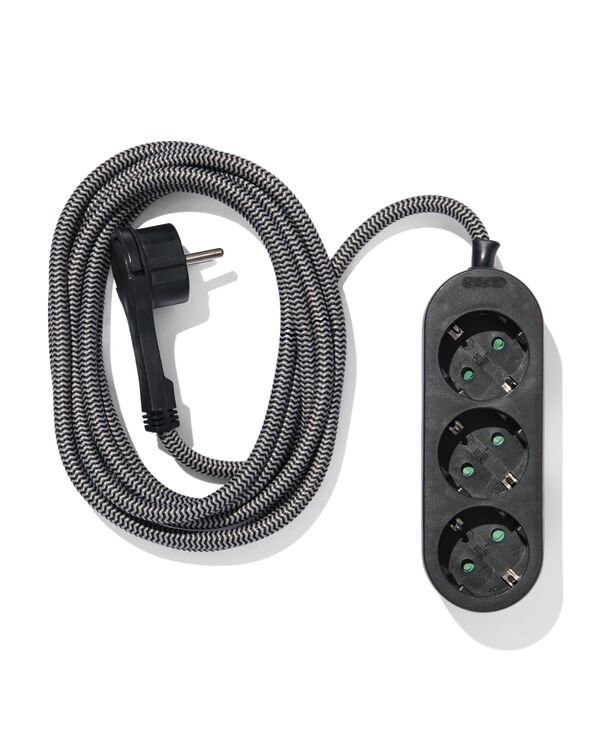 bloc multiprise 3 prises 3m noir - 81010014 - HEMA