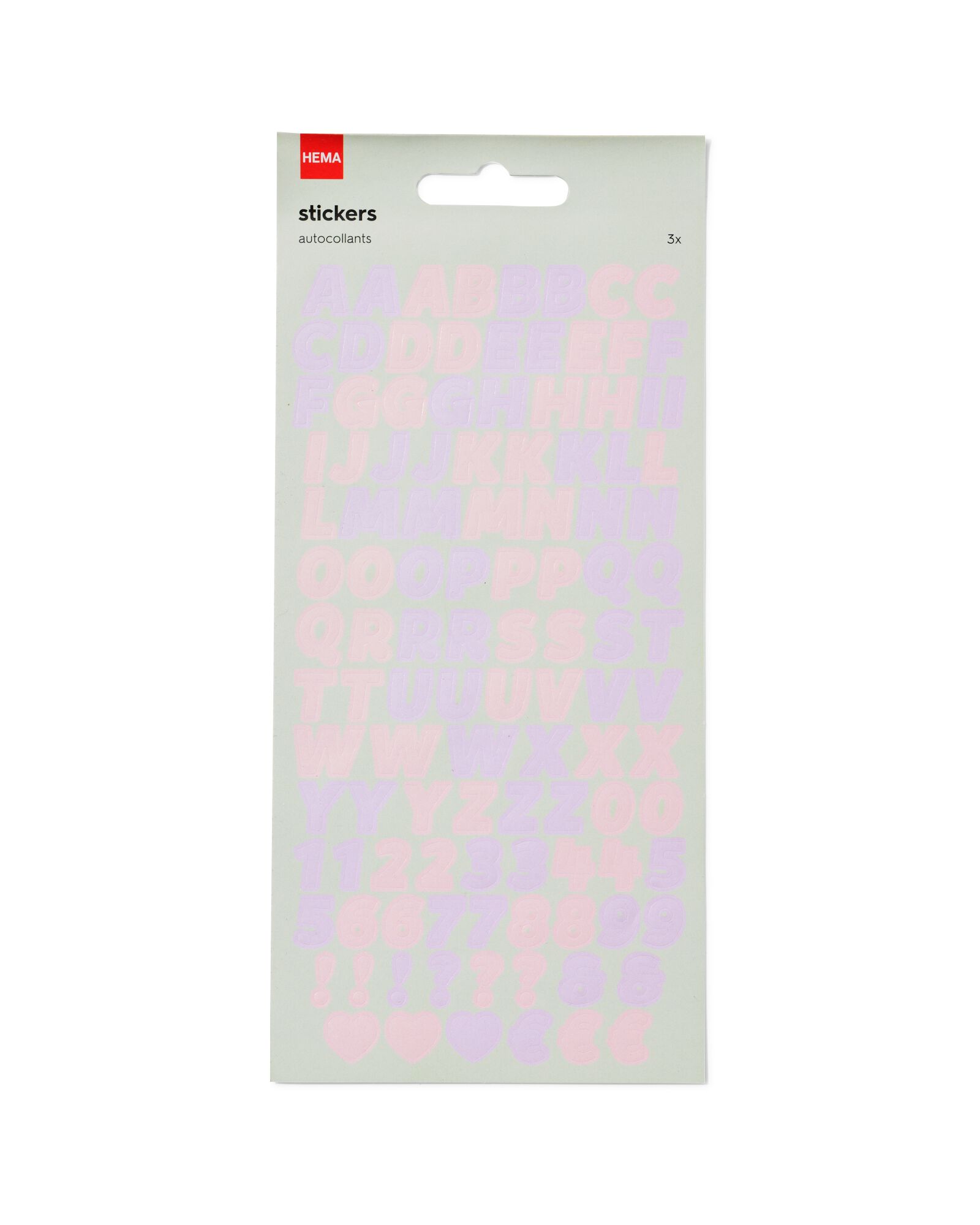 feuille d'autocollants alphabet - lot de 3 - 14103712 - HEMA