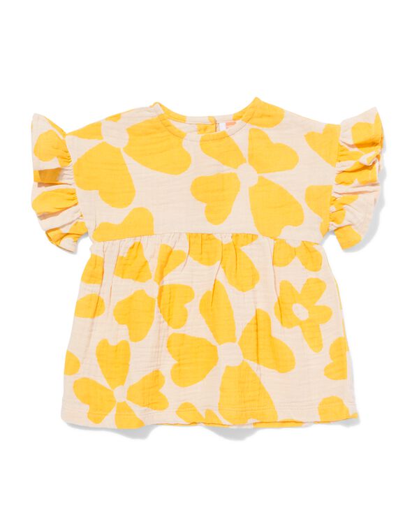 babyjurk A-lijn mousseline bloemen geel geel - 33082770YELLOW - HEMA