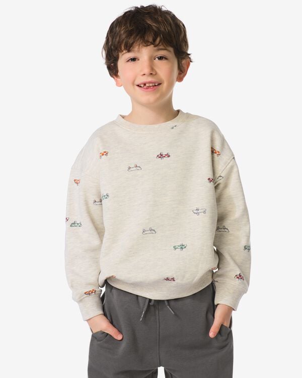 kindertrui sweatstof print  grijsmelange grijsmelange - 30712302GREYMELANGE - HEMA