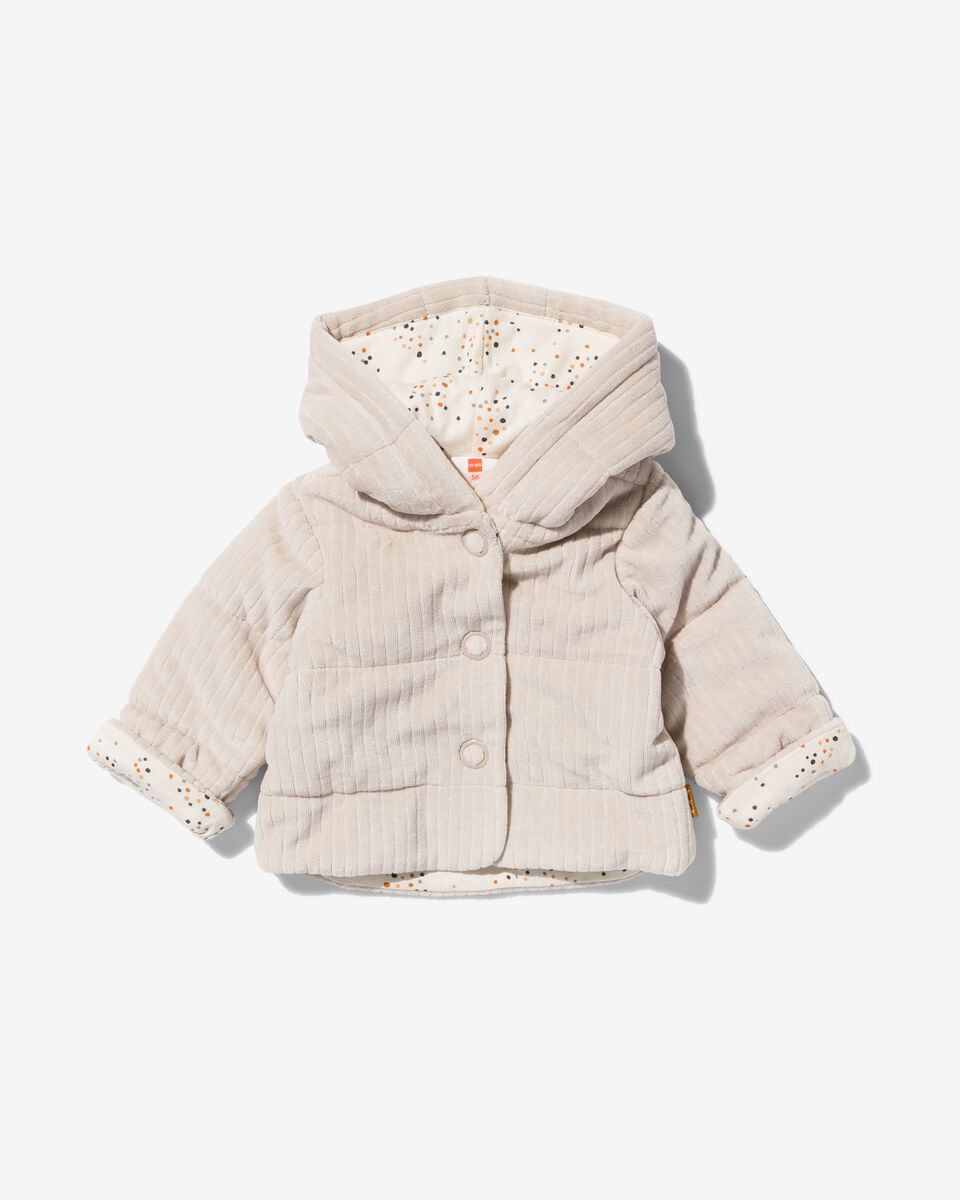 Wattierte Newborn-Jacke mit Kapuze, Velours, gerippt grau grau - 1000029846 - HEMA