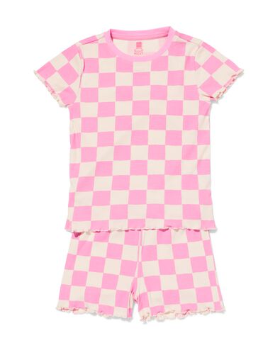 pyjacourt enfant c&ocirc;tel&eacute; carreaux rose - 23002960PINK - HEMA